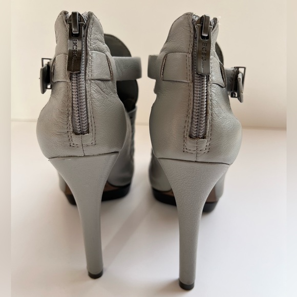 BCBGeneration Kaius Gray Leather Peep Toe Booties - Picture 4 of 10